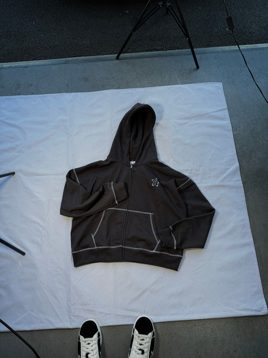 Flowers Grey - Zip